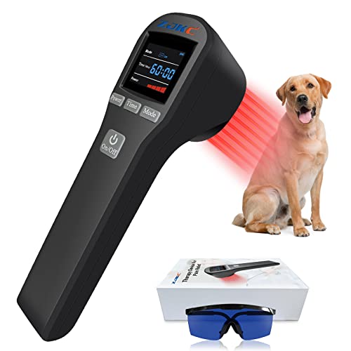ZJKC Kaltlasertherapiegerät für Muskeln und Gelenke, 4 x 808 nm + 16 x 650 nm, Schmerzlinderung, beschleunigt Heilung, Lichttherapie für Hunde, Katzen, Pferde und Tiere (schwarz) von ZJKC