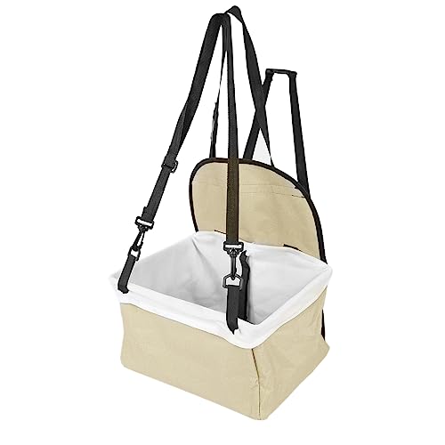 Hundautositz, Hundautositze für Kleine Hunde Welpen Autositz Auto Haustier Tragetasche Tragbarer Reisetasche mit Sicherheitstraktionsgürtel und Decke für Kleine Bis Mittlere Hunde, Welpen (Beige) von ZJchao