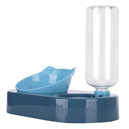 Hundefutter und Wasserspender, Automatischer Wasserspender Flasche Pet Feeder Cat Bowls Doppelkatze Schalen Wasser und Lebensmittelschüssel Set Hundekiste Wasserflasche Spender für Kleine oder (Blue) von ZJchao