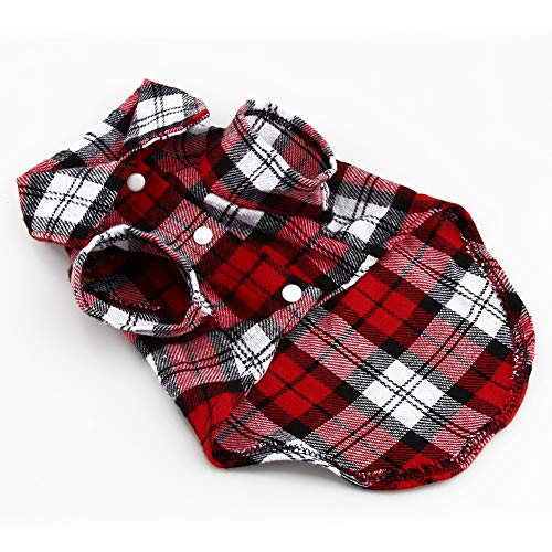 Karierte Hemden für Hunde, Atmungsaktiv, Hautfreundlich, Verschleißfest, Reversmantel, Katzenjacke, Kleidung, Kostüm, Rot, S, Modisches Design, Größe Rückenlänge (cm), von ZJchao
