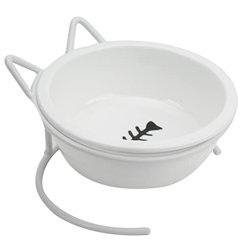 Katzenfutter und Wasserschüssel Set, Katzenschalen für Innenkatzen Angehobene Hundeschüssel Keramik Erhöhte Katze Kleine Hund Schalen Erhöhte Katzenschale mit Erhöhter Metallständer für Haustiere von ZJchao
