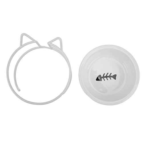 Katzenfutter und Wasserschüssel Set, Keramik Erhöhte Katze Kleine Hundeschalen Katzenschalen für Innenkatzen Erhöhte Katzenschale mit Erhöhten Metallständer Katzenschalen für Haustiere Katzen Hunde von ZJchao