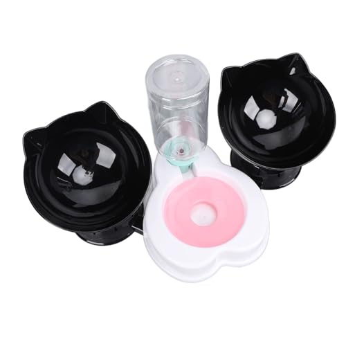 ZJchao Katzenfutter und Wasserspender Set, Katzenfutterschale 3 in 1 Doppelkatze Fütterungsschale Katzenfutter und Wasserschale Set Automatischer Wasserspender Set für Kleine oder von ZJchao