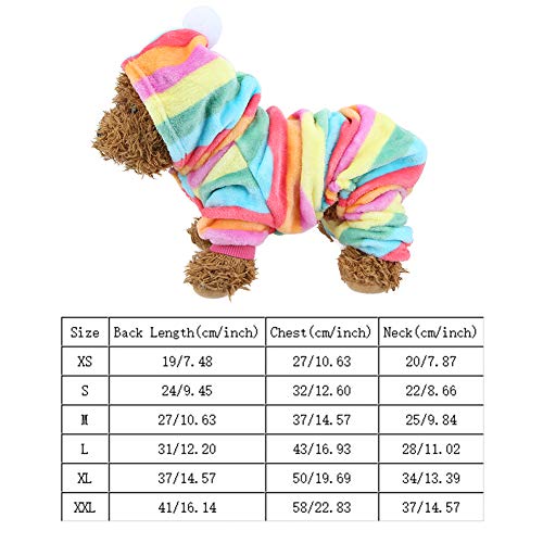Warmer Flanell-Haustier-Pyjama, Regenbogen-Overall für Hunde, Katzen, Kleine Tiere, Unverzichtbar für den Winter (XL) von ZJchao
