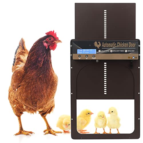 ZJchao Automatische Hühnerstalltür, Aluminium-Hühnertüröffner mit Timer, Programmierbarer Lichtsensor-Fernbedienung, Abend- und Morgenverzögerung der Hühnerhaltung von ZJchao