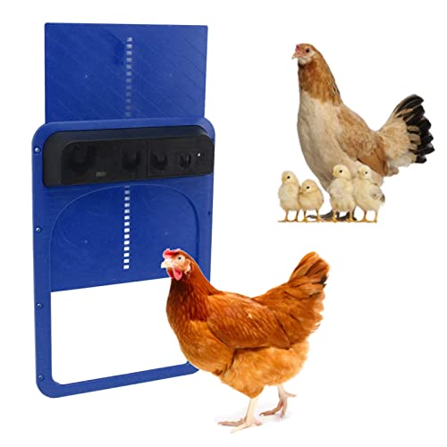ZJchao Automatischer Hühnerstall-Türöffner, Batteriebetriebener Automatischer Hühnerstall-Türöffner mit Lichtsensor für Sichere und Bequeme Hühnerhaltung, Blau von ZJchao