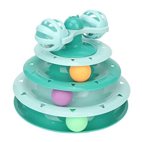 ZJchao Catball -Turm, Interaktive 4 -Tier Katzen Spielzeug Spielzeug Spielzeugballstrecke Turntable Cat Toy Bugs Übung Puzzle Toys Cat Ball für Katzenjaging Übungen (Green) von ZJchao