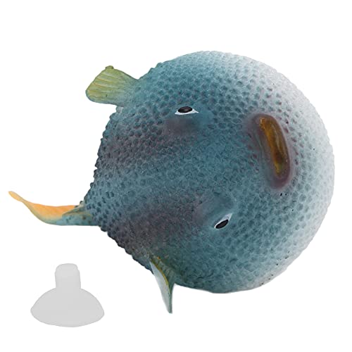 ZJchao Falsches Fisch, Aquariumpufferfischfischleuchten Simulation Gummifisch Gummi Gummi -Fisch Leuchtet Effekt Aquarium Dekor Schwimmende Verzierung mit Saugnapfbecher Echter für Fischbox (Blue) von ZJchao