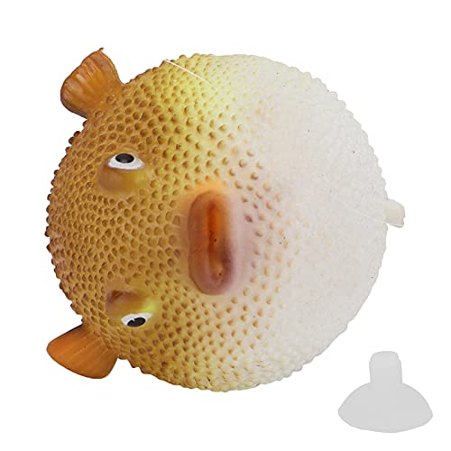 ZJchao Falsches Fisch, Aquariumpufferfischfischleuchten Simulation Gummifisch Gummi Gummi -Fisch Leuchtet Effekt Aquarium Dekor Schwimmende Verzierung mit Saugnapfbecher Echter für Fischbox (ORANGE) von ZJchao