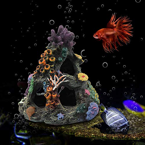 ZJchao Fischtankdekorationen, Aquariumhöhle Simulation Bergansicht Steinschmuck Künstlicher Berghügel Blick Steinhöhle Aquarium Dekor für Betta Cichlids Hideaway Cave ZJchao Fischtankdekorationen, Aquariumhöhle Simulation Bergansicht Steinschmuck Künstlicher Berghügel Blick Steinhöhle Aquarium Dekor für Betta Cichlids Hideaway Cave von ZJchao