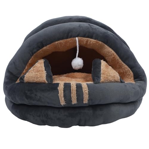 ZJchao Gemütliches Katzenhöhlenbett, Halb Geschlossene Cartoon Pet House Plüsch für Herbst und Winter, Windschutz (L) von ZJchao