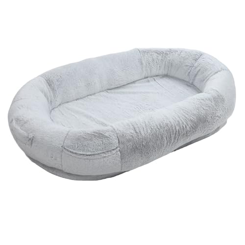 ZJchao Großes Menschliches Hundebett, Weich, rutschfest, mit Tasche, Farbverlauf Grau (135 * 85 * 30CM) von ZJchao