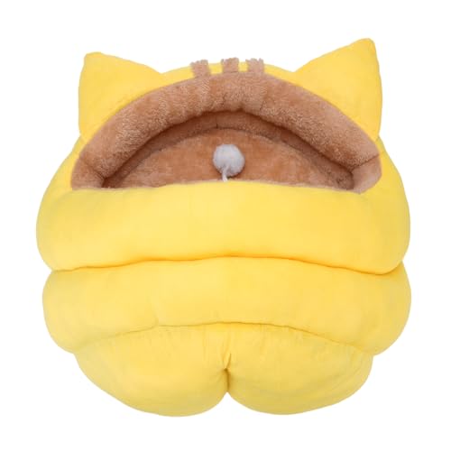 Halbschlossenes Katzenbett, Warmes Haustierhaus mit Plüschiger, Abnehmbarer Spielzeugball für Herbst und Winter, Ideal für Katzen (L) von ZJchao