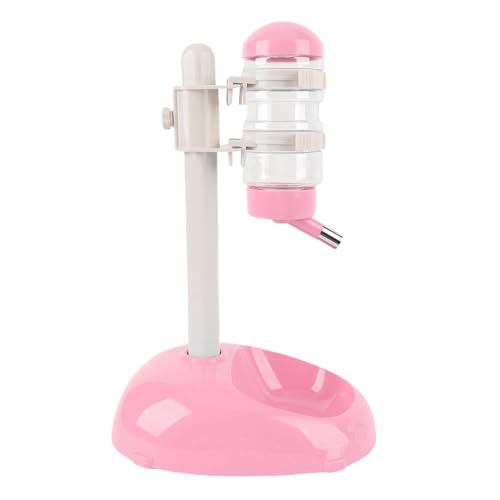 ZJchao Haustier Stehender Wasserspender, Einstellbare Höhe 500 Ml Kapazität Pet Bowl Flasche Stehspenser mit Abnehmbaren Flaschen für Hunde Katzen Welpen (PINK) von ZJchao