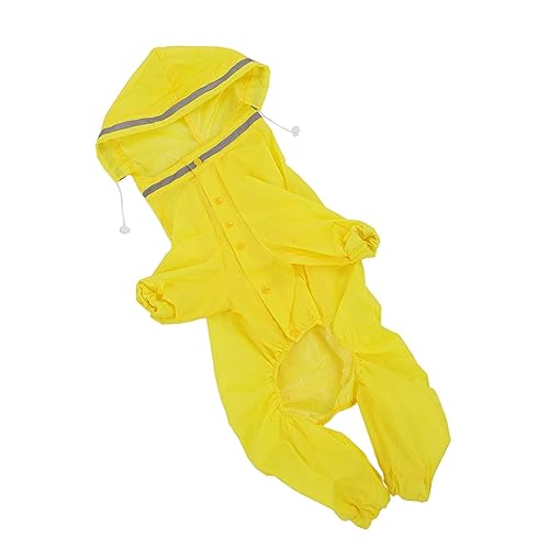 ZJchao Hund Regenmantel, Hunde Regenmantel Kapuze 4 Beine Hunde Regenjacke für Große Verstellbare Hund Reflektierende für Kleine Mittelgroße und Große, Gelb (5XL) von ZJchao