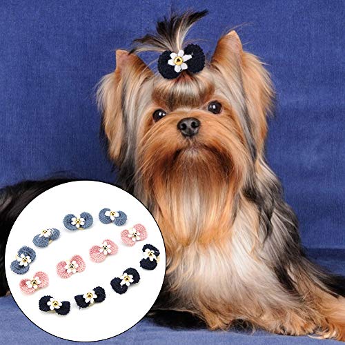 ZJchao Hundehaarbögen, Welpen Bögen Hundebögen mit Gummibändern 12pcs Hundelastische Haarseilband Katze Bowknot Form Kopfbedeckung Haustier Haarpfeilerzubehör für Lange Haare Welpe Katze von ZJchao