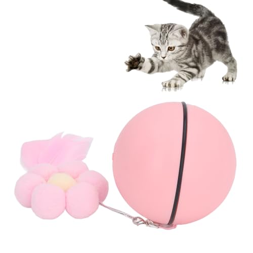 ZJchao Interaktiver Katzenspielzeugball, Leise, Automatisches Rollen mit Feder, Plüschball, für Spielübungen mit Haustieren ZJchao Interaktiver Katzenspielzeugball, Leise, Automatisches Rollen mit Feder, Plüschball, für Spielübungen mit Haustieren von ZJchao