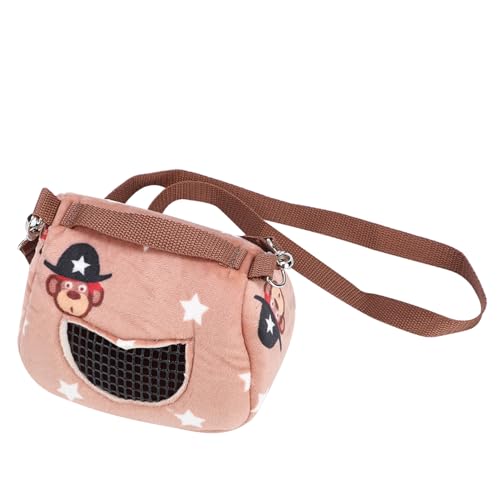 ZJchao Kaffee Flanellelette Haustier -Trägertasche Kleiner Reiseträger mit Gitterfenster Schultergurt für Meerschweinchen Eichhörnchen Chinchilla (L) von ZJchao