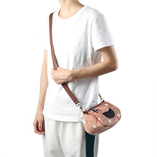 ZJchao Kaffee Flanellelette Haustier -Trägertasche Kleiner Reiseträger mit Gitterfenster Schultergurt für Meerschweinchen Eichhörnchen Chinchilla (M) von ZJchao