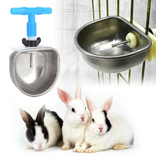 ZJchao Kaninchenwasserschale, 10 Sätze Edelstahl Kaninchentrinker Wasserer Automatische Kaninchenfuttermittel Trinkwasserschale Fütterungszubehör für Martenfuchs (Aufeinanderfolgendes T -Shirt) von ZJchao