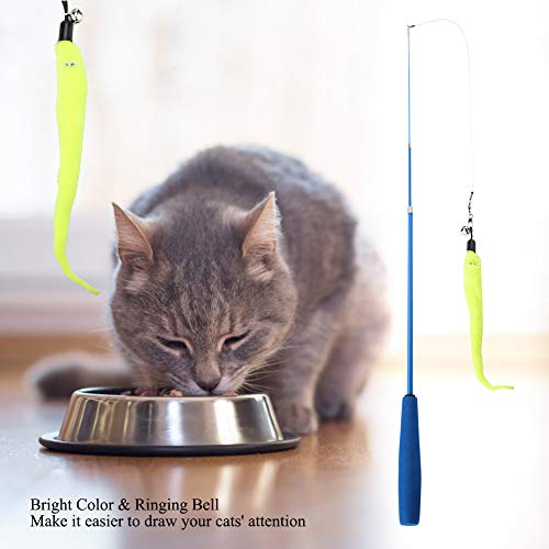ZJchao Katzenstab Spielzeug, Katzenstringspielzeugkatze Kätzchen Haustier Spielen Interaktive Spielzeugkatze Spielzeugstab (Blauer Stange) von ZJchao