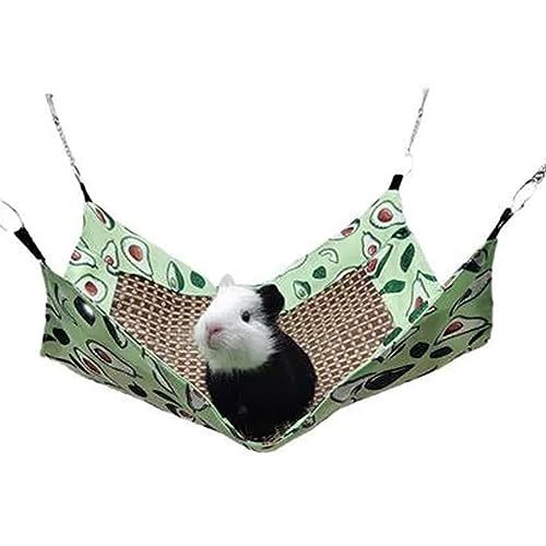 ZJchao Kleintierkühlungsmatte Hängematte Gemütlicher Rattan -Baumwollstoff Sommer Haustier Hängematte Käfig Outdoor -Gebrauch Meerschweinchen Nagetier (Avocado) von ZJchao