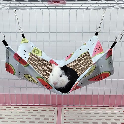 ZJchao Kleintierkühlungsmatte Hängematte Gemütlicher Rattan -Baumwollstoff Sommer Haustier Hängematte Käfig Outdoor -Gebrauch Meerschweinchen Nagetier (Wassermelone) von ZJchao