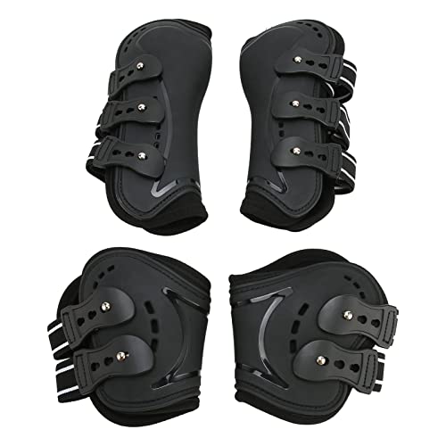ZJchao Pferdefront -Hinterbeinstiefel Starke Pu -Neopren, Belüftetes Design, Doppelschichtgurte und Schnelle Anpassungsschnallen für Reiten, Springenshow und Training (L 5 bis 7 Personen) von ZJchao