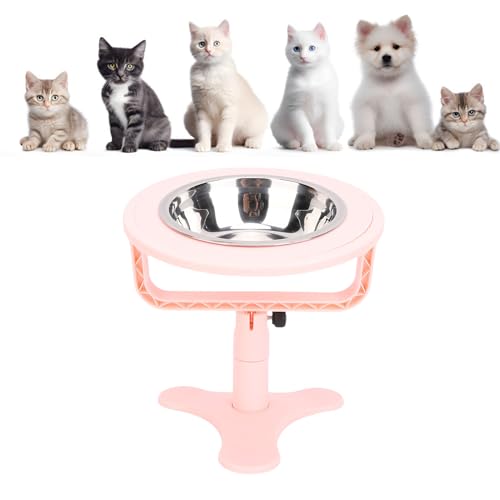 ZJchao Verstellbare Erhöhte Katzenschalen, Erhöhte Haustiernahrungsschalen Geneigte Fütterungsstation für Katzen mit 0-15 ° Winkel Verstellbarer Nicht-Schlupf-Basis für Kätzchen zu (PINK) von ZJchao