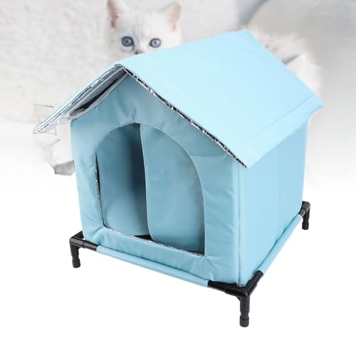 ZJchao Wasserabweisendes Katzenhaus, Katzenhaus Im Freien, Winter, Warm, Wasserabweisend, Regenfest, Großer Raum, für Alle Jahreszeiten, Universelles Geschlossenes Zelt, Isoliertes (Blue) von ZJchao