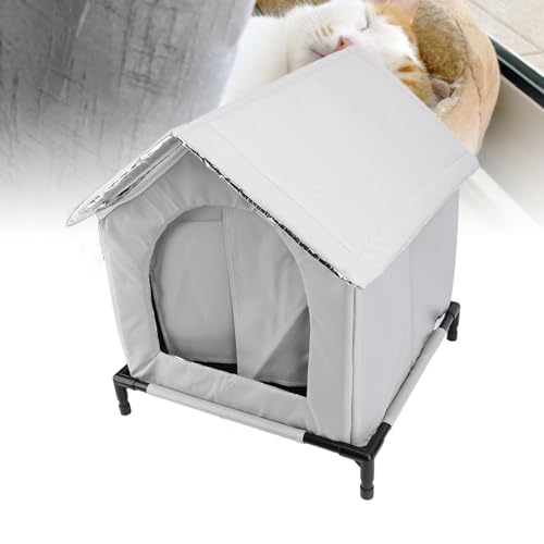 ZJchao Wasserabweisendes Katzenhaus, Katzenhaus Im Freien, Winter, Warm, Wasserabweisend, Regenfest, Großer Raum, für Alle Jahreszeiten, Universelles Geschlossenes Zelt, Isoliertes (Grey) von ZJchao