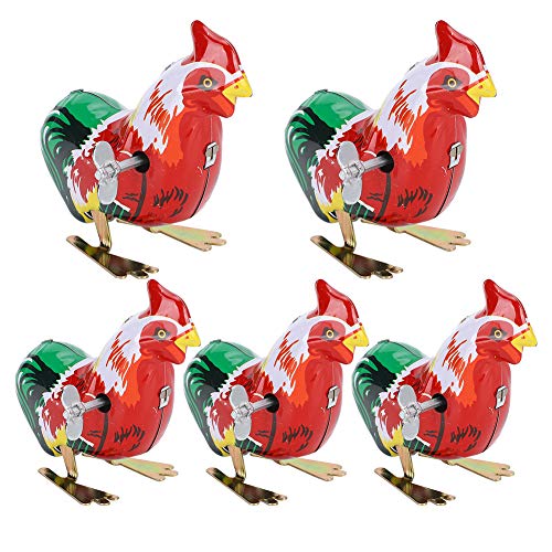 ZJchao Wed -up -Spielzeug, Windup Spielzeug Mini 5pcs Automatische Uhrenarbeit Spring Toy Metal Jumping Tierspielzeug für Haustier, Kätzchen, Hund, Punny (Halbautomatischer Uhrwerkhahn) von ZJchao