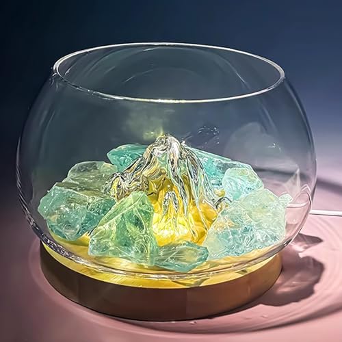 Acquario Decorativo in Vetro per Betta Con Paesaggio Montano – Piccolo Acquario da Scrivania Con Ornamenti in Cristallo o Diamante(Blue) von ZKBDBWTR
