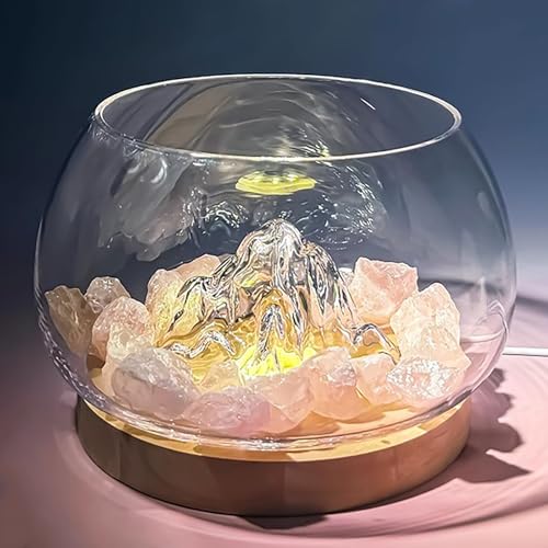Acquario Decorativo in Vetro per Betta Con Paesaggio Montano – Piccolo Acquario da Scrivania Con Ornamenti in Cristallo o Diamante(Pink) von ZKBDBWTR