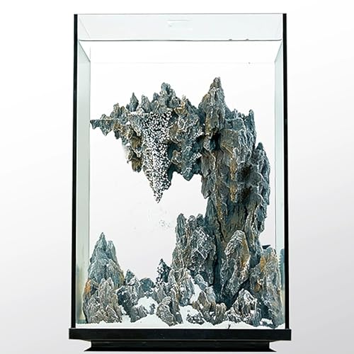 Kristallklares Aquarium mit Sand & Felsen – Nano-Tischaquarium für Kampffische, Goldfische, Büro- & Wohnraumdekoration von ZKBDBWTR