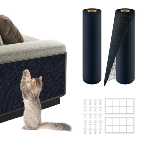 Katzenkratz-Möbelschutz, zuschneidbarer Couchschutz von Katzenkrallen, DIY-Kratzer für Couch-Möbel oder Wandschutz, 2 Stück, 199,9 x 40,1 cm und Abdeckung des Katzenturms (blau) von ZLAFM