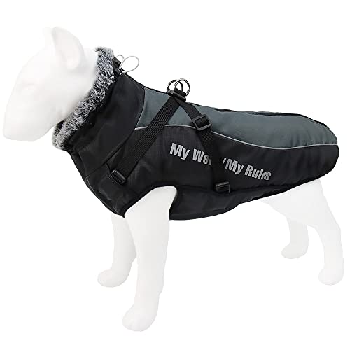 ZLLY Hund Mantel Warme Jacke, Reflektierender Haustier-Schneeanzug Sport im Freien wasserdichte Hundekleidung Outfit-Weste für Mittelgroße Hunde (2XL,Grey) von ZLLY