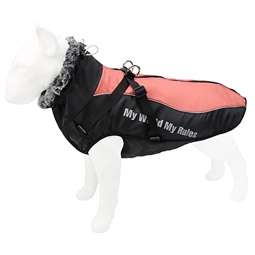 ZLLY Hund Mantel Warme Jacke, Reflektierender Haustier-Schneeanzug Sport im Freien wasserdichte Hundekleidung Outfit-Weste für Mittelgroße Hunde (2XL,Red) von ZLLY