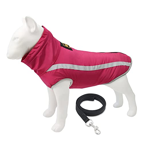 ZLLY Hundemantel, Outdoor Warme Hund Weste Kleidung Outfit mit Geschirrloch, Zugseil, wasserdichte Hundejacke, für kleine mittelgroße Hunde (2XL,Rose red) von ZLLY