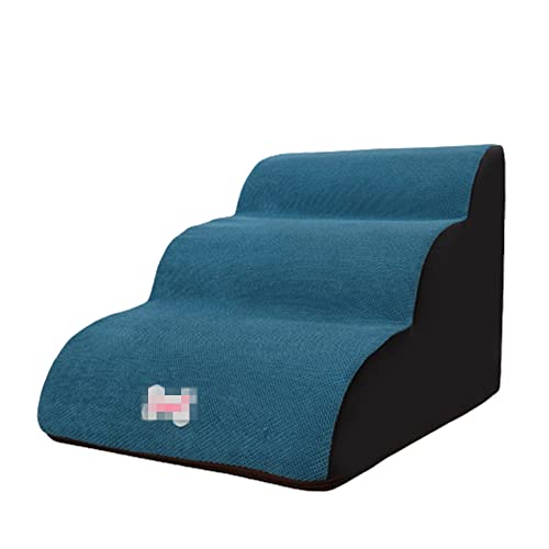 ZLLY Hundetreppe, 3-Stufen-Aufbewahrungs Stil Haustiertreppe, Tragbare Haustierrampe für Hunde und Katzen für Bett und Couch (40x60x40cm,Blue) von ZLLY