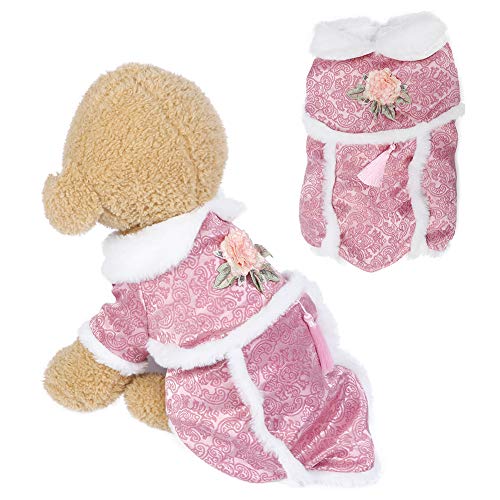 Baumwollwinter süßer chinesischer Tang Anzug Hundekleidung für kleine Hunde Welpenmantelkleidung Outfit (S) von ZLXCAOB