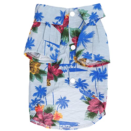 Hawaiian Style Hunde T -Shirts süße Welpe Kostüm Baumwolle atmungsaktives Sommer -Haustierkleidung Button Design für kleine bis mittlere Hunde Katzen Hawaiian Strand Urlaub (S) von ZLXCAOB
