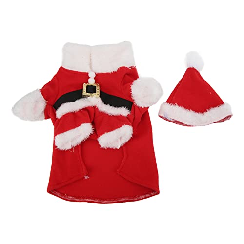 Hunde Weihnachtskostüm Weihnachtsmann Winterhodies mit Hut Warmer Mantel für kleine mittlere große Hunde (S) von ZLXCAOB