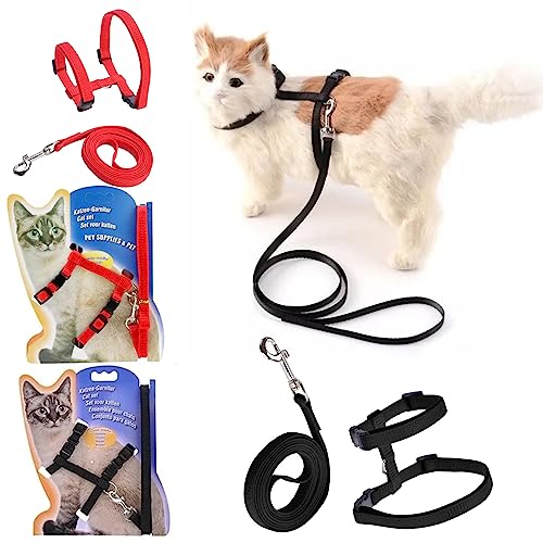 Katzengeschirr mit Leine Ausbruchsicher,Katzengeschirr, Verstellbare Katzenleine mit Geschirr für Katzen, Nylon Katzen Leine, Katzengeschirr Kitten für Kleine Katzen und Hunde,2 Stück Katzengeschirr mit Leine Ausbruchsicher,Katzengeschirr, Verstellbare Katzenleine mit Geschirr für Katzen, Nylon Katzen Leine, Katzengeschirr Kitten für Kleine Katzen und Hunde,2 Stück von ZLXFT