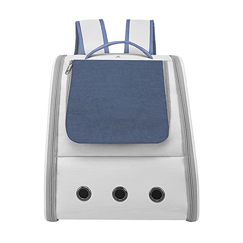 Atmungsaktives Katze mit Rucksack, großer Fenster tragbarer Haustierreiseträger für Katzen, Kätzchen und Welpen bequemer, leichtgewichtiger Rucksack mit Griff (Blue) von ZLXHDL