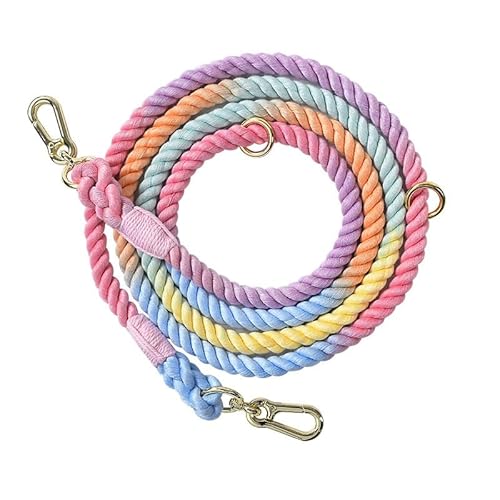 Handcrafted Dog Leash Heavy Duty Double Head Braided Training Leash with Gold Accessories for Running & Walking (Macaroon 210cm*1.2cm) von ZLXHDL