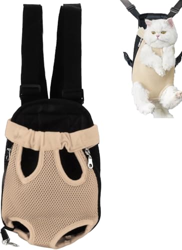 Verstellbarer Hunde-Tragerrucksack,Hundetragerucksack für Wandern,Haustier-Brustrucksack für Wandern und Reisen für Wandern Reisen Outdoor(M-Braun) von ZLXHDL