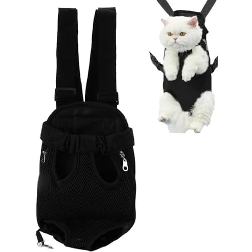 Verstellbarer Hunde-Tragerrucksack,Hundetragerucksack für Wandern,Haustier-Brustrucksack für Wandern und Reisen für Wandern Reisen Outdoor(M-Schwarz) von ZLXHDL