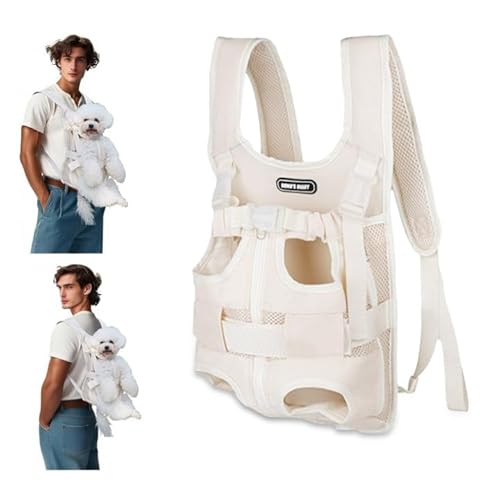 Haustier Rucksack, Hundetrage Verstellbar Hunderucksack Tragbar Atmungsaktives Katzenrucksack, für Klein Mittler Hunde Katze Welpen (Beige, M) von ZLXHDL