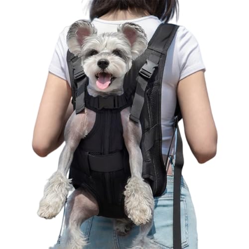 Haustier Rucksack, Hundetrage Verstellbar Hunderucksack Tragbar Atmungsaktives Katzenrucksack, für Klein Mittler Hunde Katze Welpen (Schwarz, M) von ZLXHDL